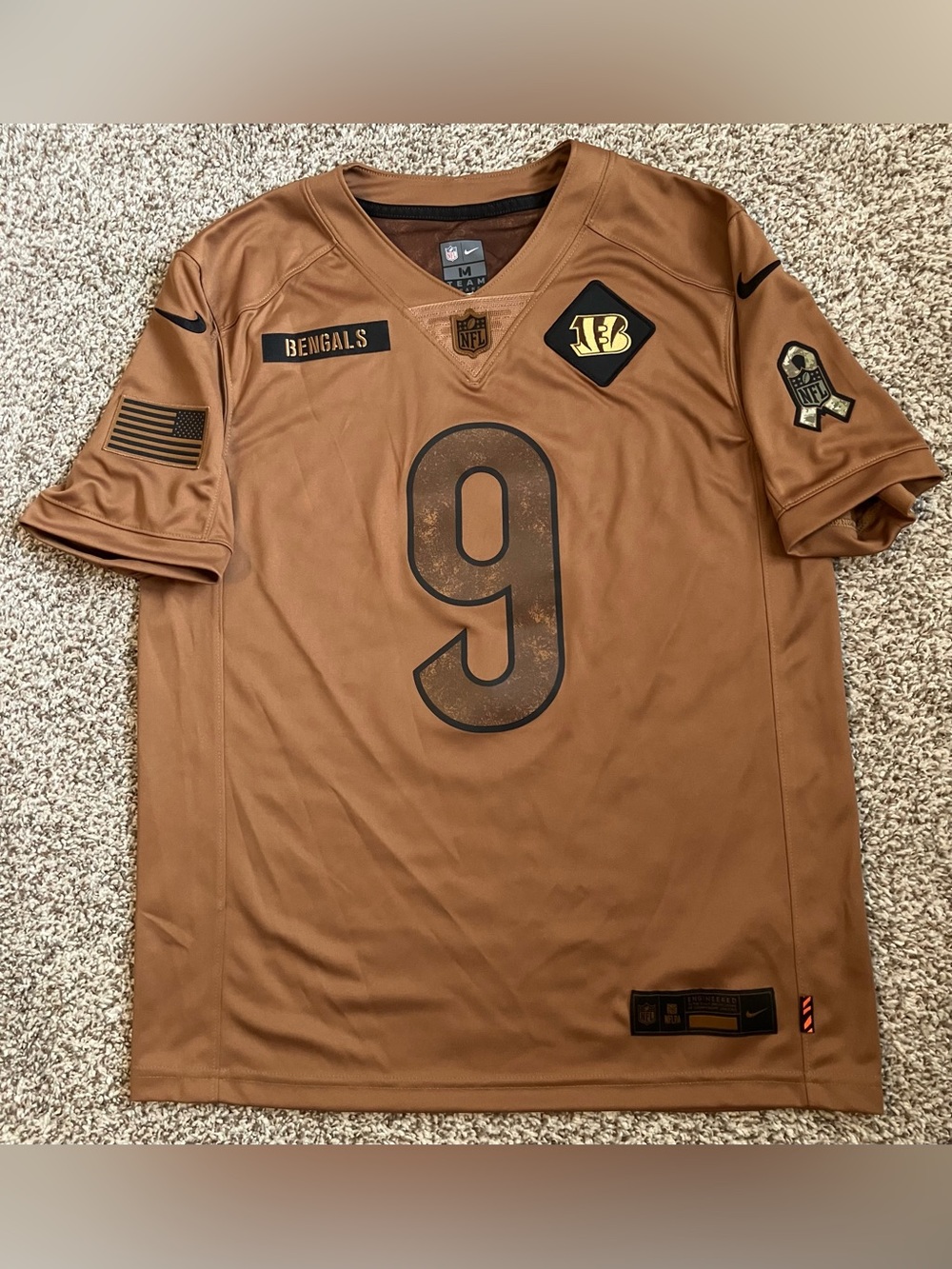 Joe Burrow Bengals Nike Salute to Service Brown Men’s Jersey Medium
